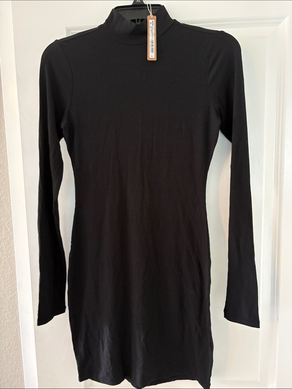 Skims soft lounge Black Long Sleeve Bodycon Dress size L-NWT
